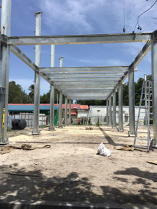 Warmgegalvaniseerde staalstruktuurrame Voorafvervaardigde pakhuisstaalstruktuurgeboue